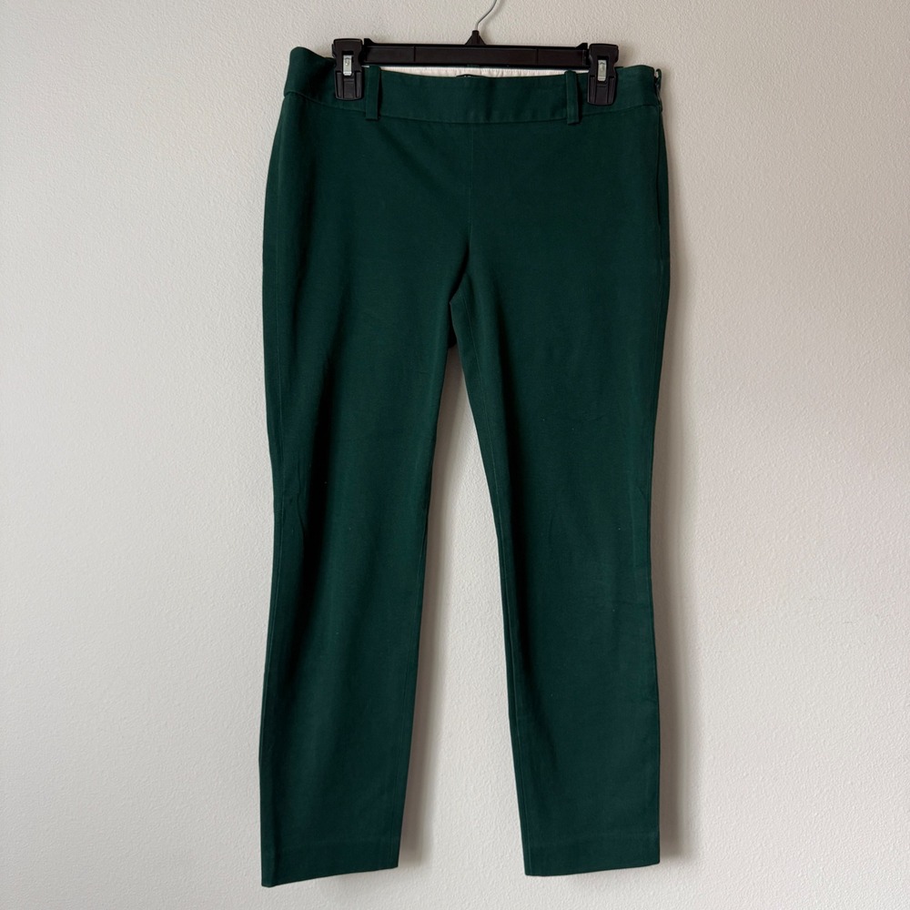 J.Crew City Fit Stretch Pants Forest Green Side Zip Trousers 28637 Womens 6